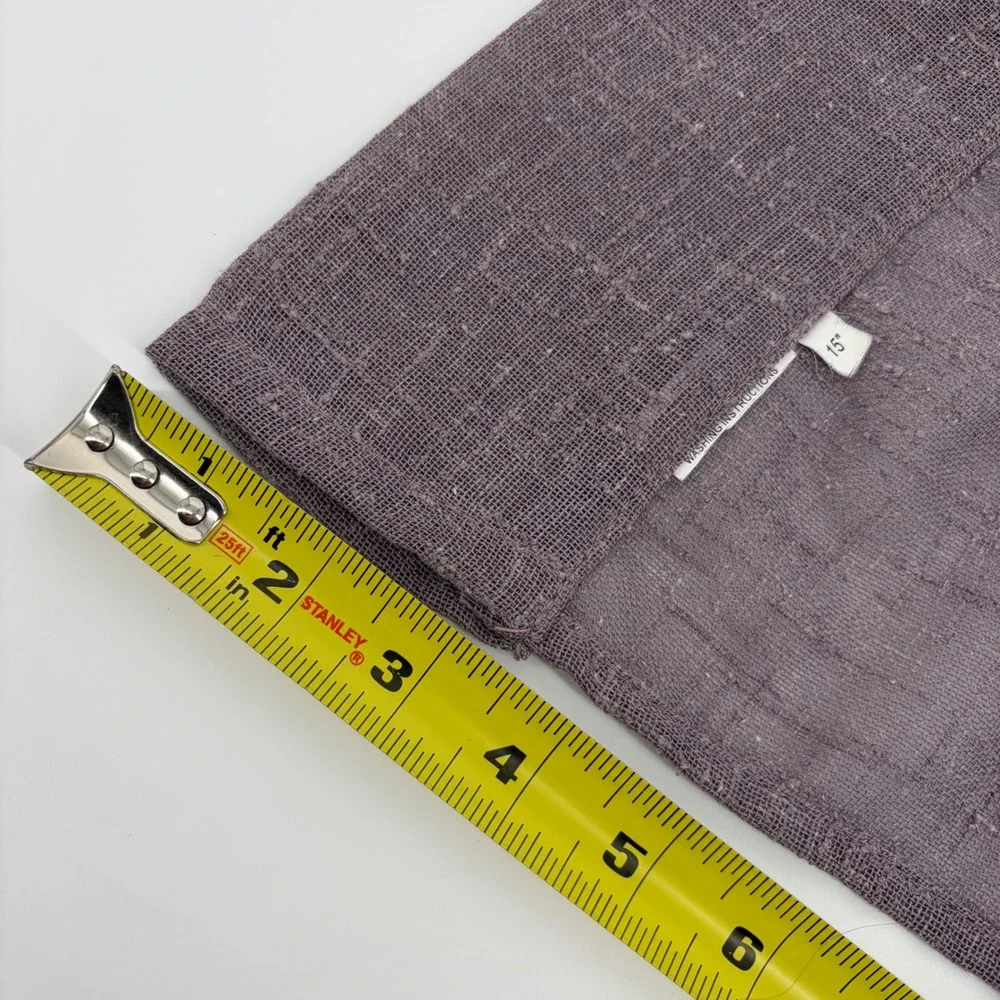 Window Valance 3 Panels Lavender 15x52 Each Pleated Button Linen Look Slub Gauze